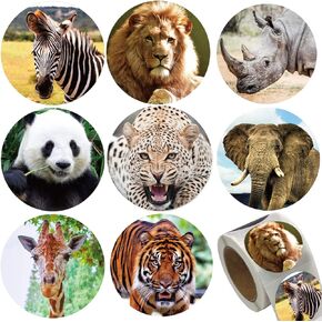 Zoo Animals Stickers for Kids,500pcs Round Jungle Animal Stickers for Boys Girls Birthday Party Favor, 1.5 Inch