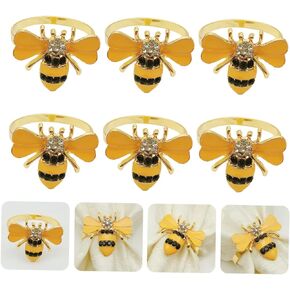 6pcs Napkin Buckle Bumblebee Napkin Rings Metal Bee Napkin Holders Bee Ring Gold Napkin Ring Napkin Ring Holder Napkin Clasps Bridal Napkins Rings Wedding Flowers Bulk Bride Alloy