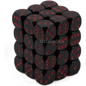 Chessex CHX25818 Dice-Opaque: 36D6 Set, Black/Red