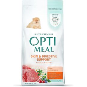 OPtimeal Puppy Dog Food - Proudly Ukrainian - Delicious Puppy Food Dry Recipe with Skin and Digestive Support for Small and Toy Breed Puppies (3.3 Pound (Pack of 1), Lamb & Rice)