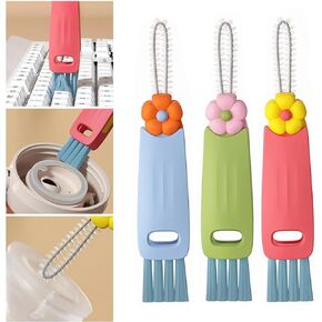 3 in 1 Cup Lid Cleaning Brush, Water Bottle Cleaner Brush, Cup Cleaner Brush, Cup Lid Brush, 3 in 1 Multifunctional Cleaning Brush Portable Cup Lid Cleaner with Brush, Home Kitchen Cleaning Tools