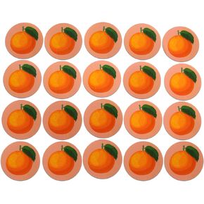 Orange Fruit Vinyl Stickers - 2" Round Individual Decals for Laptop, Water Bottle, Party Favors, & Decor - Adheres to Clean Surfaces Waterproof & Repositionable (20 Pack)