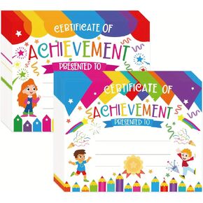 40Pcs Colorful Certificates of Achievement,2 Fun Designs, School Classroom Supplies for Kids Students Award Recognition, Diplomas