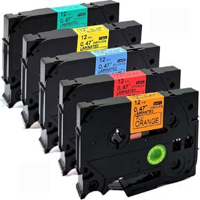 شريط بديل متوافق مع NEOUZA لـ Brother TZe TZ PT D210 H110 H105 D600 1230PC 1280، 0.47 بوصة (12 مم) (طباعة سوداء على اللون) TzeB31 Tze431 Tze531 Tze631 Tze731 5PK