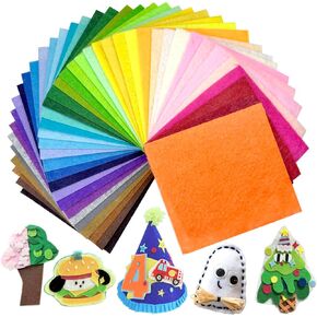 40 Pcs Felt Fabric Sheet Craft Felt Fabric Sheets Felt Squares Assorted Color Nonwoven 1mm Thick for Kids, Patchwork, School Projects, DIY Sewing Crafts, Decoration (6"x6")