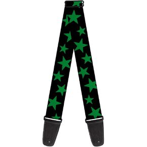 Buckle-Down Guitar Strap Stars Scattered Black Green 2 Inches Wide