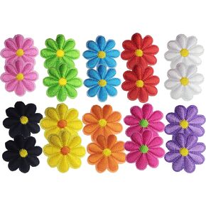 20 Pcs Iron On Patches Flower Applique Patches Mixed Color Decorative Patches