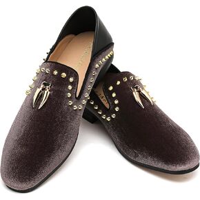 Men's Velvet Loafers Mens Shiny Slip-on Slippers, Classic Formal Wear Fashion Dress Loafer, Penny Party Wedding Dress Shoes for Men