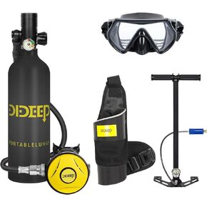 X4000Pro Scuba Tank 1L Capacity Mini Scuba Tank Support About 15-20 Minutes Underwater Breathing Portable Lung Tank Reusable for Emergency Rescue Underwater Exploration