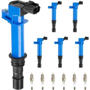 Ignition Coil Pack & Iridium Spark Plugs UF270 for Jeep Dodge Liberty Grand Cherokee Commander Ram Dakota Durango Nitro 3.7L V6 2002 2003 2004 2005 2006 2007 2008 UF-270 5C1114 C1231-6 Set