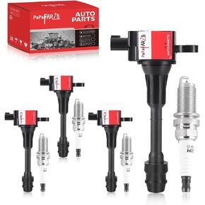 Set of 4 Ignition Coil Pack UF350 and Spark Plugs Compatible with Nissan Altima Sentra 2002 2003 2004 2005 2006 L4 2.5L