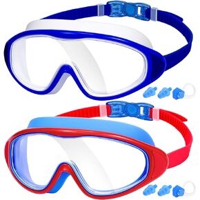 2-Pack Adult Swim Goggles, Wide Vision Swim Goggles for Men Women Youth, No Leaking Anti Fog