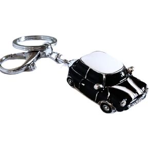 Mini Style Car Keychain Gift Rhinestone detail Cooper Novelty (Black (Silver trim))