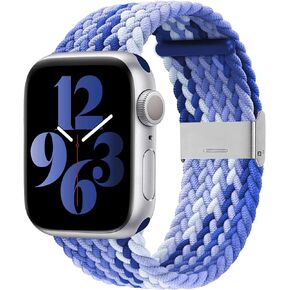 Braided Stretchy Loop Woven Band Compatible with Apple Watch 38mm 40mm 41mm 42mm 44mm 45mm 49mm, Sport Elastics Wristband Women Men Strap for iWatch Series 9 8 7 6 5 4 3 2 1 SE Ultra 2