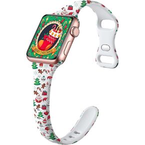Witzon Thin Bands Compatible with Apple Watch Band 40mm 38mm 41mm for Women, Fadeless Floral Cute Printed Slim Silicone Sport Replacement Wristbands for iWatch SE Series 7 6 5 4 3 2 1 Smart Watch