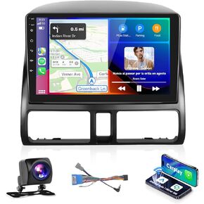 Android Car Stereo Radio with Wireless Apple Car Play Android Auto for Honda CRV 2002 2003 2004 2005 2006 podofo 9'' Touch Screen Bluetooth Car Radio with GPS Navi WiFi HiFi FM/RDS Backup Camera
