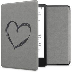 kwmobile Case Compatible with Amazon Kindle Paperwhite 11. Generation 2021 - Faux Suede Cover - Navigational Compass Brown