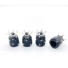 Bling Tire Valve Caps,Valve Stem Caps,Car Tire Caps,Rhinestone Car Accessories,Tire Valve Caps 4 Pack,Tire Gauge Caps,Universal for Cars,Bicycle,Motorcycles,Tire Pressure Caps(Black Crown)
