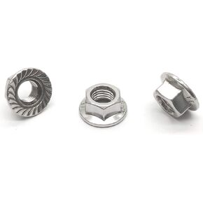 M10x1.0mm 304 Stainless Steel Fine Thread Flange Hex Nuts Lock Nuts 5pcs