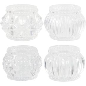 Set of 4 Glass Votive Candle Holders - Elegant Tea Light Candle Holder for a Warm and Inviting Ambience (Colorless)