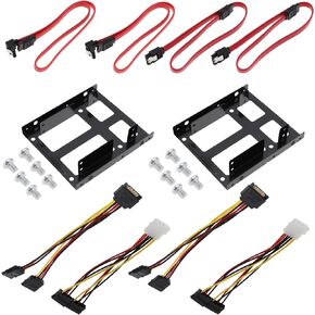 The Lord of the Tools 2 Set SSD Bracket Internal Hard Drive Mounting Kit SATA3.0 Data Cables SATA Power Extension Cables Electrical Accessories Metal