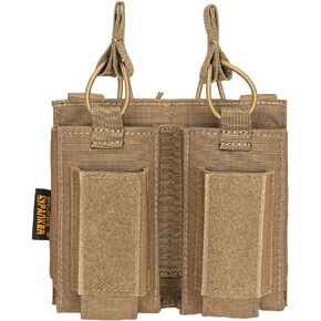 EXCELLENT ELITE SPANKER Open-Top Double Molle Mag Pouch for M4 M14 M16 AK AR for Tool Pouches (Double-Brown)