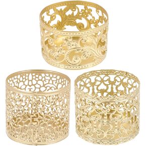 Lurrose 3pcs Gold Candle Holders, Decorative Candlestick Holders for Dining Table, Home Decor, Party Holiday Centerpieces. Votive Wraps, Tea Light Covers