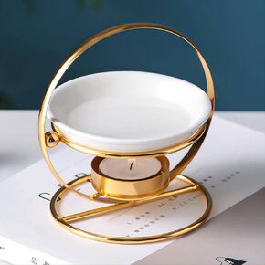 حساسة رومانسية المعادن Tealight شمعة حامل موقد زيتي ناشر رائحة فرن ديكور المنزل أسود أبيض