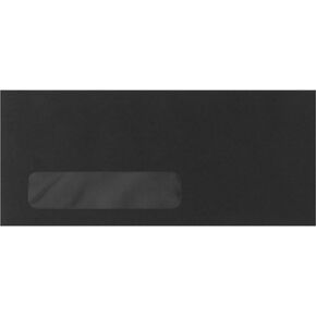 LUXPaper #10 Business Window Envelopes | Commercial Flap | 4 1/8" x 9 1/2" | Midnight Black | 80lb. Text | 50 Qty