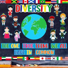Fulmoon Diversity in Common Multicultural Bulletin Board Set Earth Day Cutouts for Kids Classroom Wall Decor Educational and Learning Activities for Kids