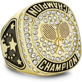 جائزة هدية لخاتم كأس التنس الذهبي لبطل التنس من Express Medals مع سلسلة رقبة للعرض وحلقات بطولة حامل in Kuwait