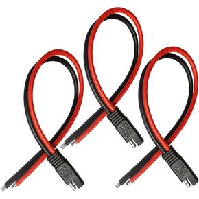 10AWG SAE Connector Extension Cable,(3Pack) SAE Connector Plug 2 Pin SAE Single Plug Quick Connector Disconnect Plug,SAE Automotive Extension Cable, Solar Panel SAE Plug- 30cm/1ft