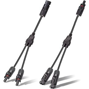 Goupchn Solar Connectors Y Branch Parallel Adapter 1 Pair 1 to 2 Splitter Solar Cable Wire Plug Tool Kit for Solar Panel