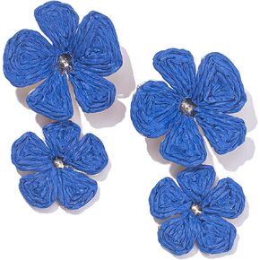 Flower Drop Earrings Floral Raffia Earrings Boho Statement Dangle Earrings Trendy Cute Summer Jewelry for Women