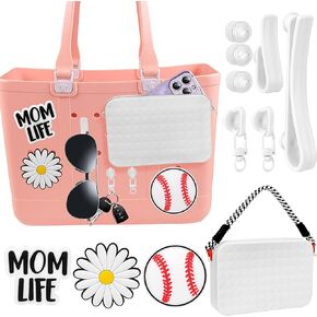 Accessories Set for Bogg Bag, Silicone Phone Holder with Charms for Bogg Bag, 3 PCS Charms & 4Pcs Hooks Set Accessories Compatible with Various Bogg Bag Sizes, Insert Decorative charms for Bogg Bag