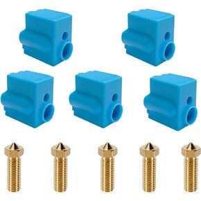 5 PCS Nozzles and Silicone Socks for Anycubic Vyper, Kobra Plus, 3D Printer Parts 5PCS 0.4mm Brass Nozzles and Silicone Socks for Vyper, Kobra Plus, Kobra Max FDM 3D Printers