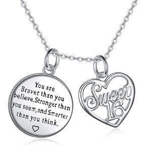 YAFEINI Sweet 16 Gifts for Girls Sterling Silver Sweet 16 Necklace Sixteen Birthday Jewelry Gifts for Daughter