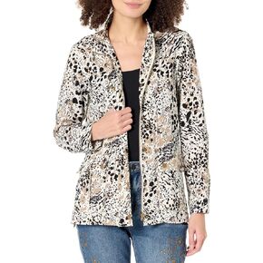 MULTIPLES Women's Roll Tab Long Sleeve 2-Pocket Hidden Zip Snap Front Jacket