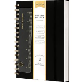 Yoment Graph Paper Spiral Notebook A5 Graphing Notebook 160 Pages Graph Paper Notebook Spiral Bound Waterproof Plastic Hardcover Spiral Journal 5x7 Grid Notebooks for Note Taking,Black