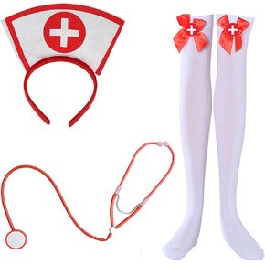 Nurse Costume Set Halloween Costume Accessory Nurse Hat HeadBand for Halloween Role Play Party Fancy Dress Nurse Cosplay Outfit