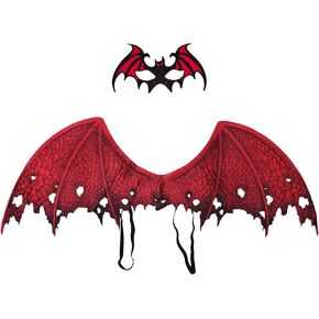 Demon Mask Wings Set Devil Costume Accessories Halloween Devil Cosplay Costume Prop Red