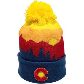 YoColorado Timberline Colorado Pom Beanie - Mountain Winter Hats for Men or Women, Custom Warm Snowboard Ski Caps Multi