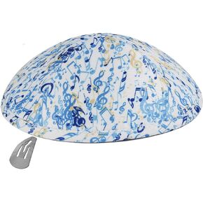 Zion Judaica Musical Kippahs 6" Music Notes and Instruments Design Kippot Bar/Bat Mitzvah Wedding Chuppah Bulk Yamakas w/Clip