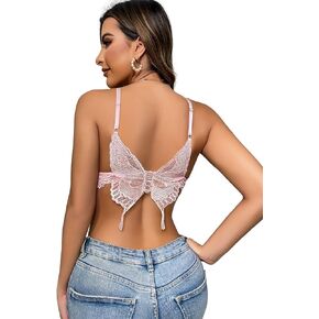 Women's Floral Lace Bow Butterfly Bralette Bra