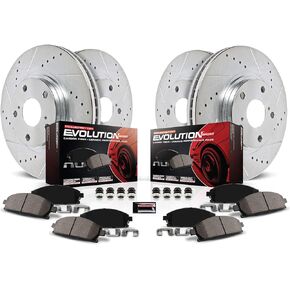 Power Stop K7348 Front and Rear Z23 Carbon Fiber Brake Pads with Drilled and Slotted Brake Rotors Kit For 2016 2017 Honda Accord [Application Specific]