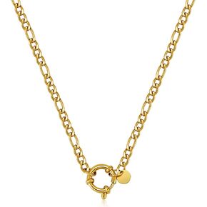 Dainty Gold Chain Necklace for Women, 14K Gold Plated Circle Pendant Chocker Necklace Gold Paperclip Necklace Trendy Simple Necklace, Delicate Jewelry with Velvet Bag for Women Girls Teens Men