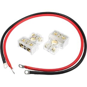 Motoforti Universal 4 Gauge AWG Battery Cables with Battery Terminal, 3ft Length 3/8" in Lugs, Quick Release Disconnect, Rubber, Black Red, 1 Set