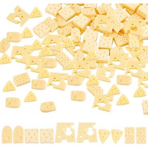 CHGCRAFT 100Pcs 5 Styles Miniature Kitchen Food Cheese Resin Simulation Cheesecake Models Gold Artificial Food DIY Decor Ornament for Dollhouse Kitchen Decoration DIY Accessory, 20x20x3mm
