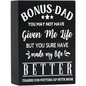 Gifts for Dad, Dad Gifts Wooden Sign Plaque for Father's Day, Dad Birthday Gifts, Father in Law Gifts, Stepdad Gifts (BONUS DAD YOU MAY NOT HAVE GIVEN ME LIFE BUT YOU SURE HAVE MADE MY LIFE BETTER)