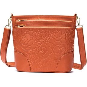 حقيبة كتف نسائية من الجلد الطبيعي مزخرفة بالزهور حقيبة كروس حقيبة يد للنساء in Kuwait